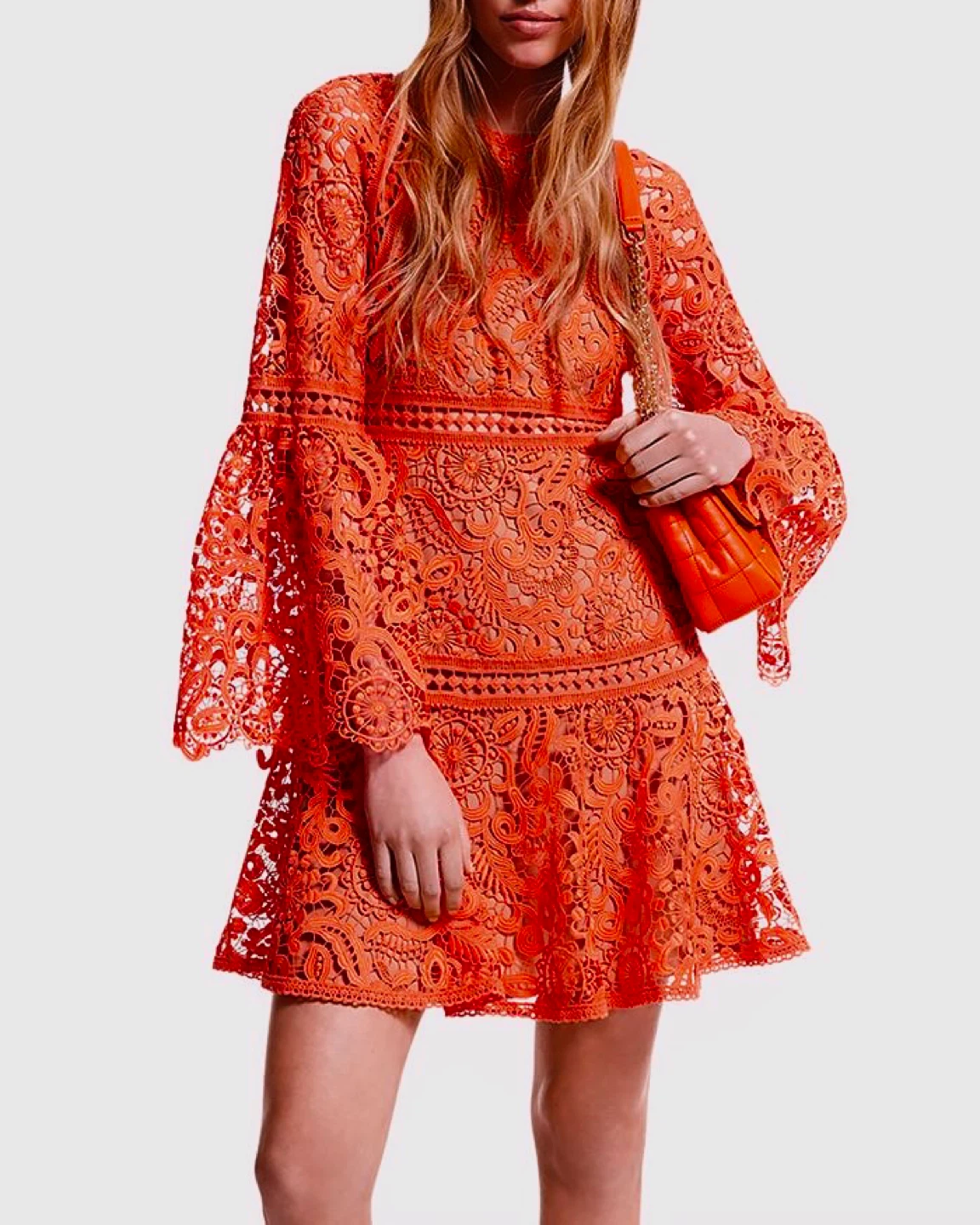 Michael Kors Paisley Lace Bell Sleeve Dress Size 00 - photo 2