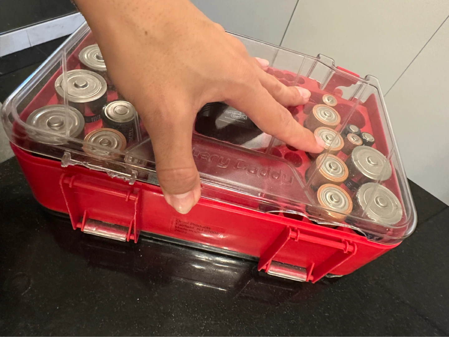 Battery Daddy Red Battery Organizer Case