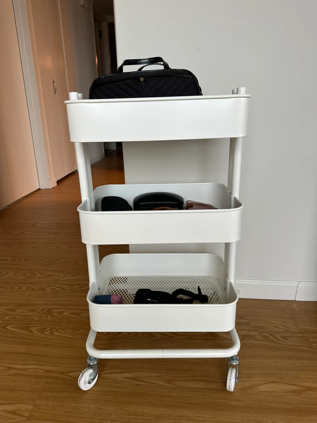 White 3-Tier Rolling Storage Cart