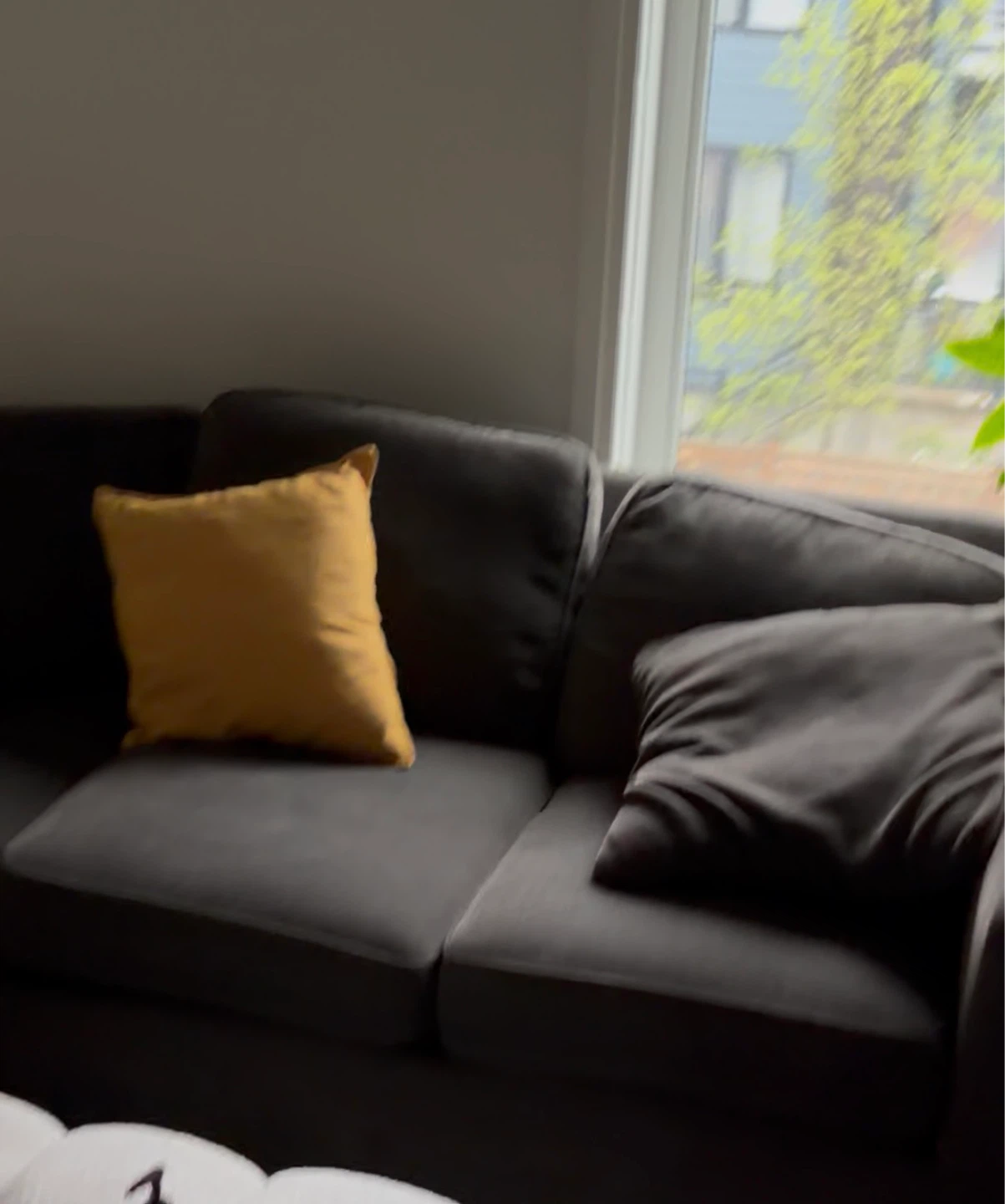 Dark Grey Sectional Sofa with Pillows - photo 2
