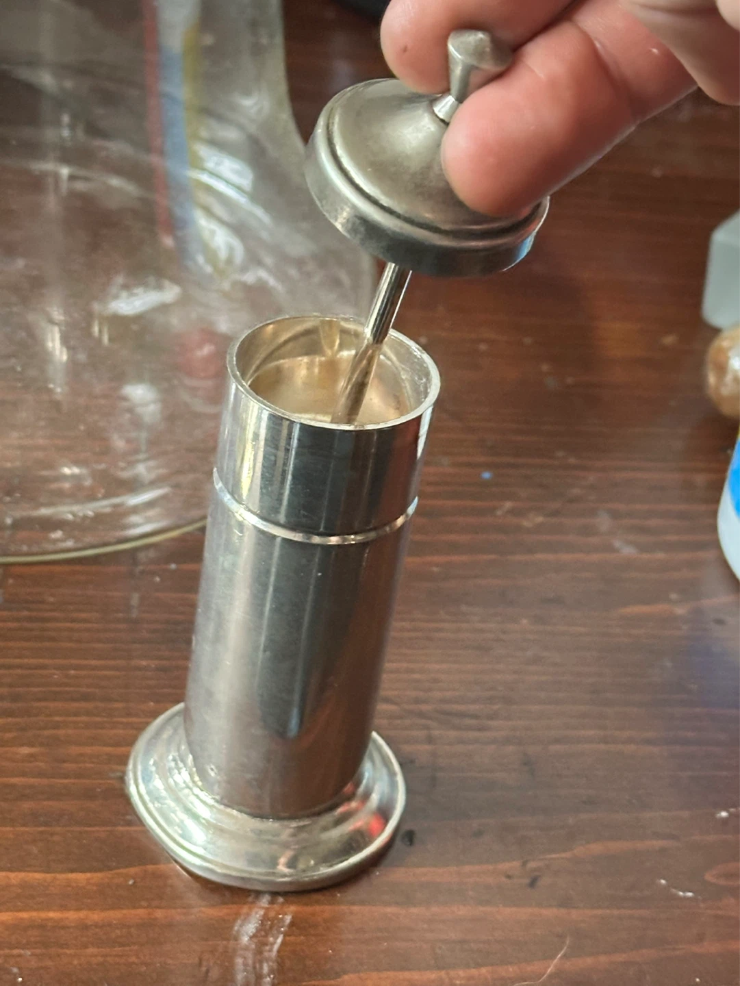 Silver plate toothpick holder with lifter - photo 3