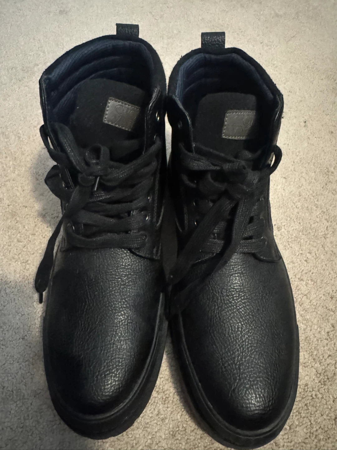 Crown Vintage Black Lace-Up Combat Boots