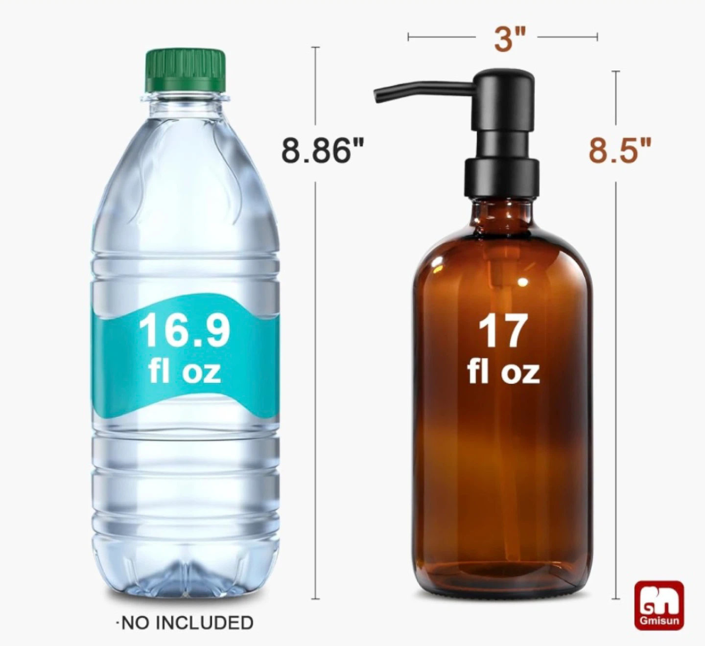 New 2 Amber Glass Soap Dispensers with Labels - photo 4