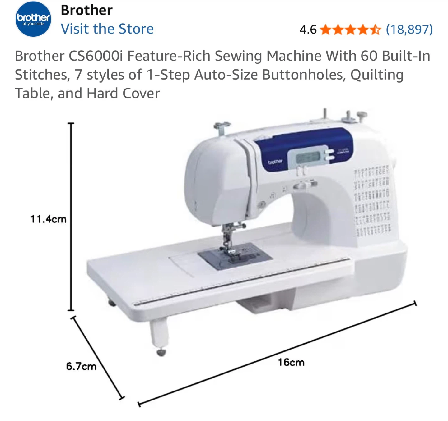 Brother CS6000i Sewing Machine With 60 Built-In Stitches - photo 5