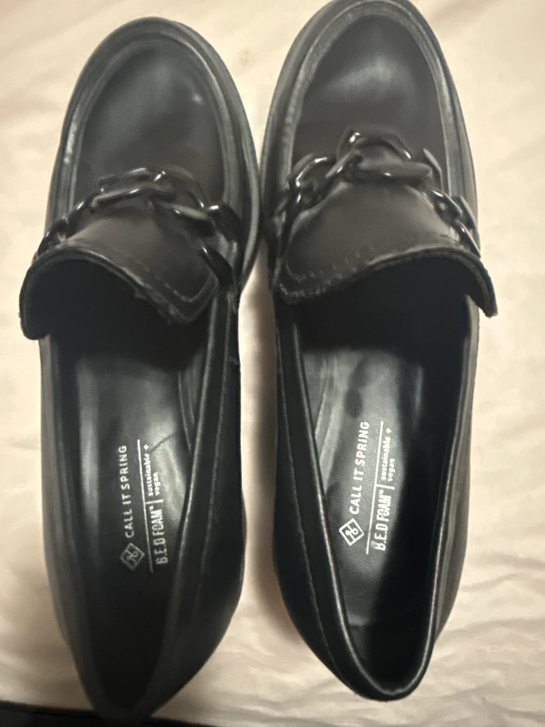 Call It Spring Black Loafer Shoes with Chain Detail - photo 3