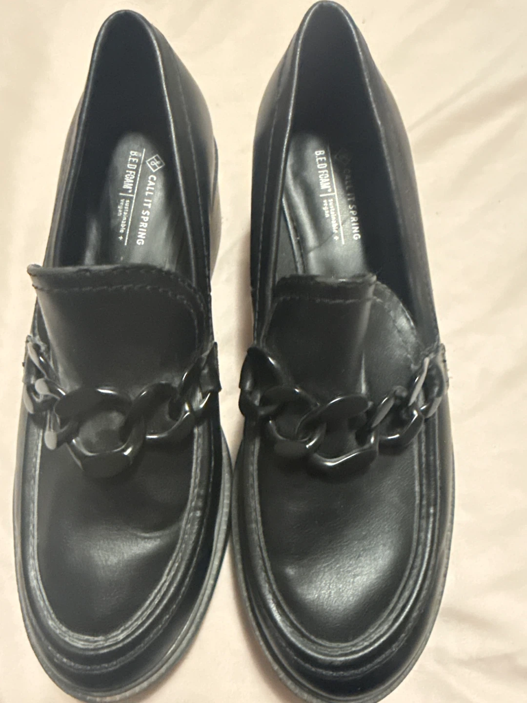 Call It Spring Black Loafer Shoes with Chain Detail - photo 4
