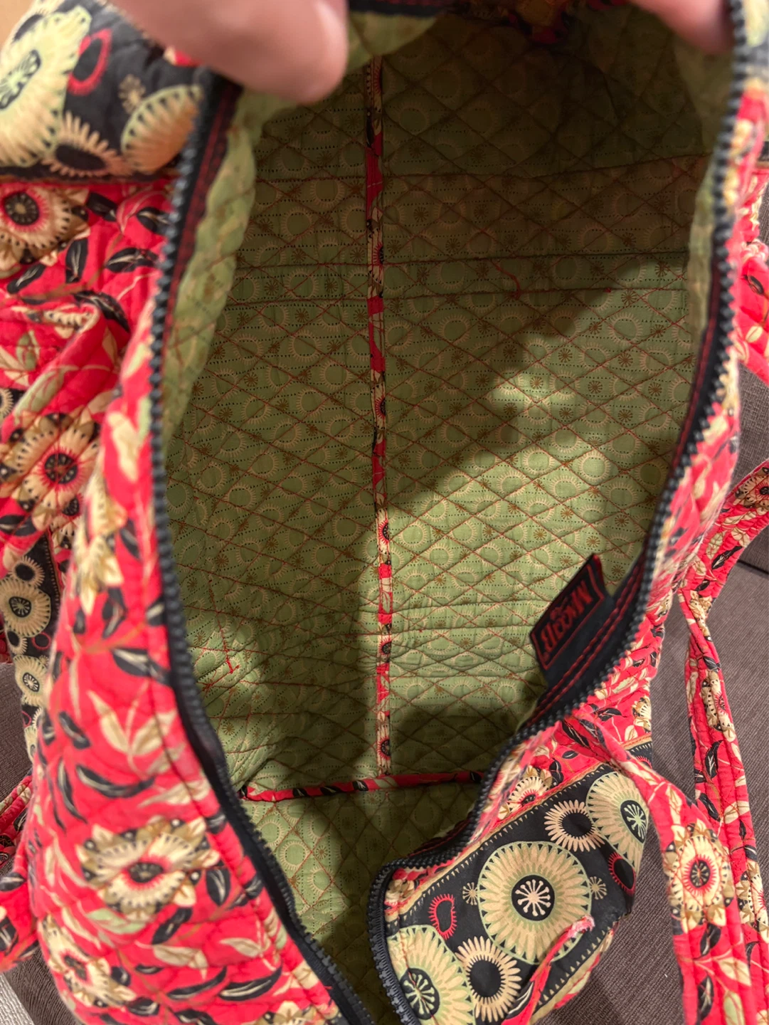 Maggi B Red Cotton Quilted Floral Duffle Shoulder Bag - photo 4