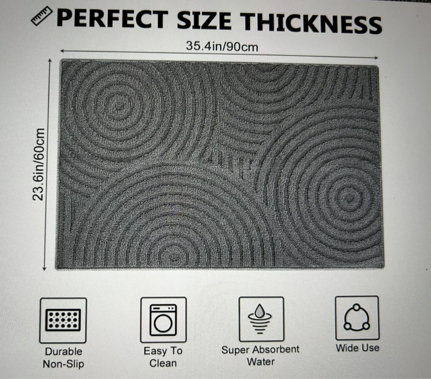 Grey Door Mat - 90x60cm - photo 2
