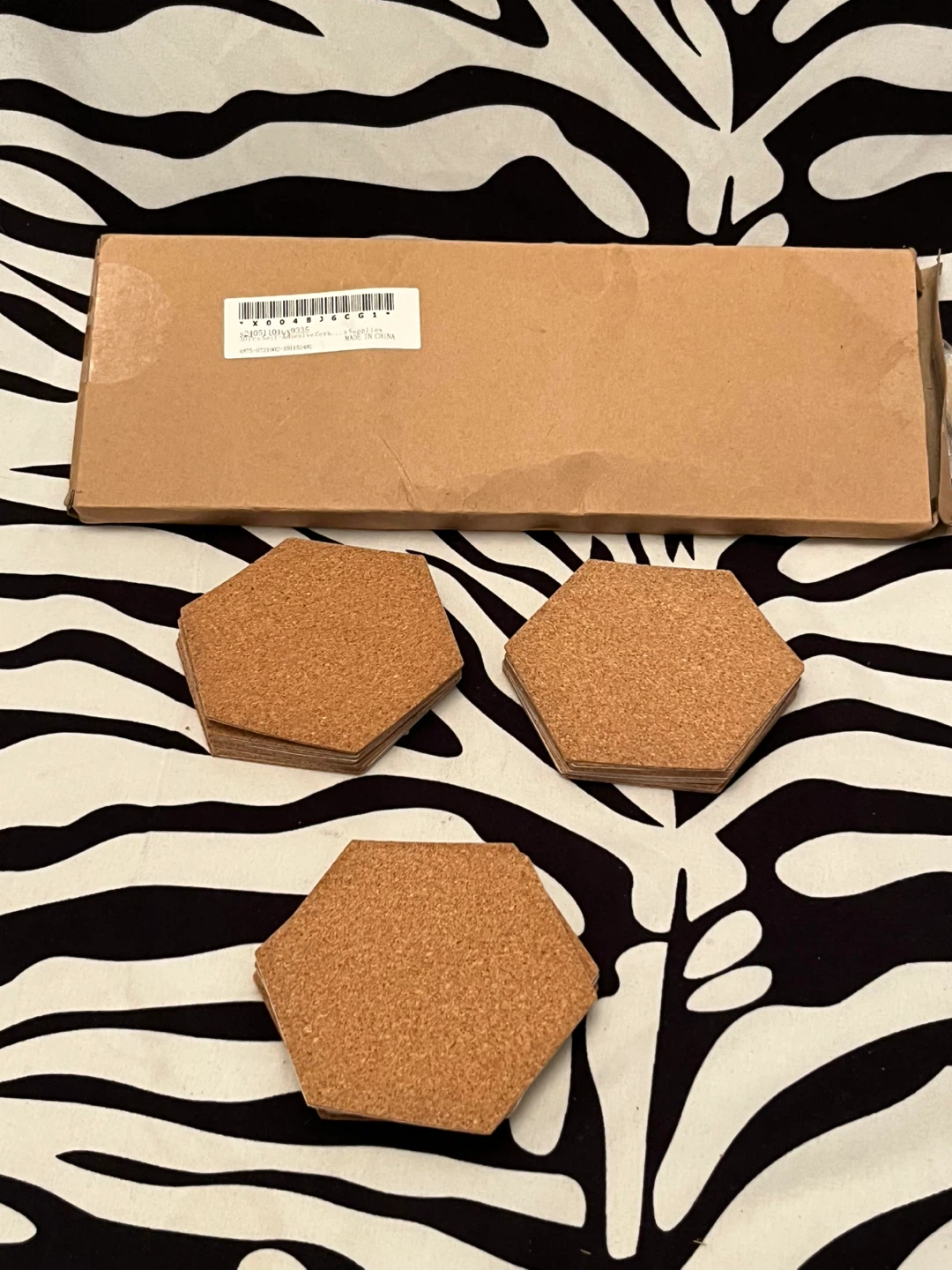 30 Pack Self Adhesive Hexagon Cork Board Tiles