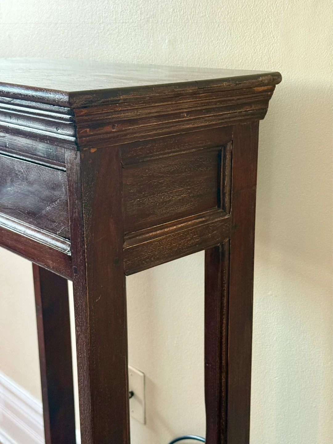 Solid Wood Vintage Side Table Pedestal Stand With Drawer - photo 5