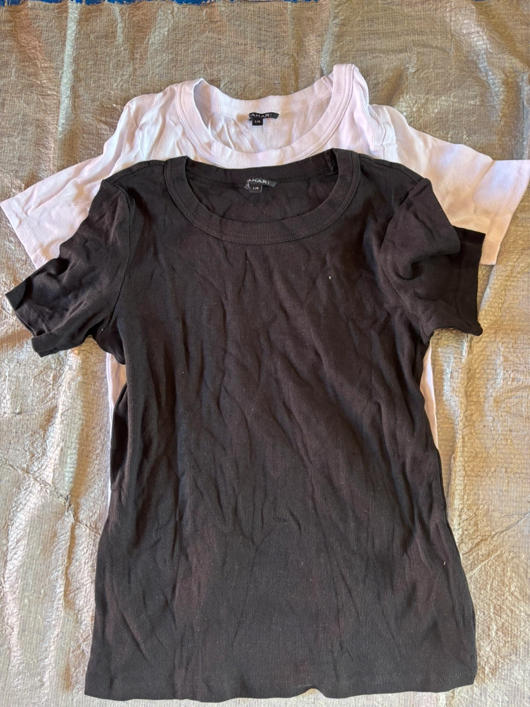 NWOT 2 Ribbed T-Shirts - Black & White - Size L