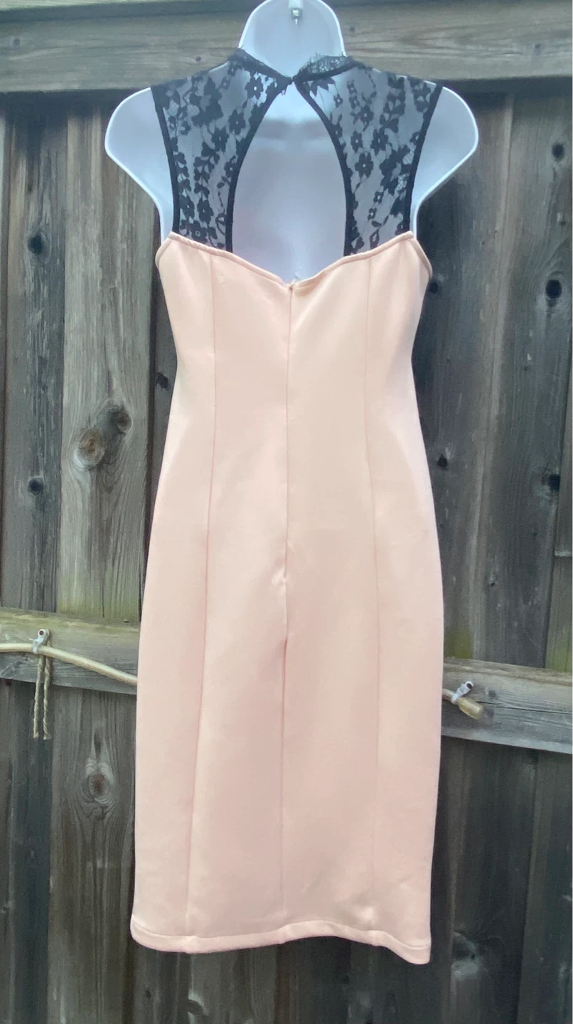 Mustard Seed Pink and Black Lace Dress,  Size S - photo 4