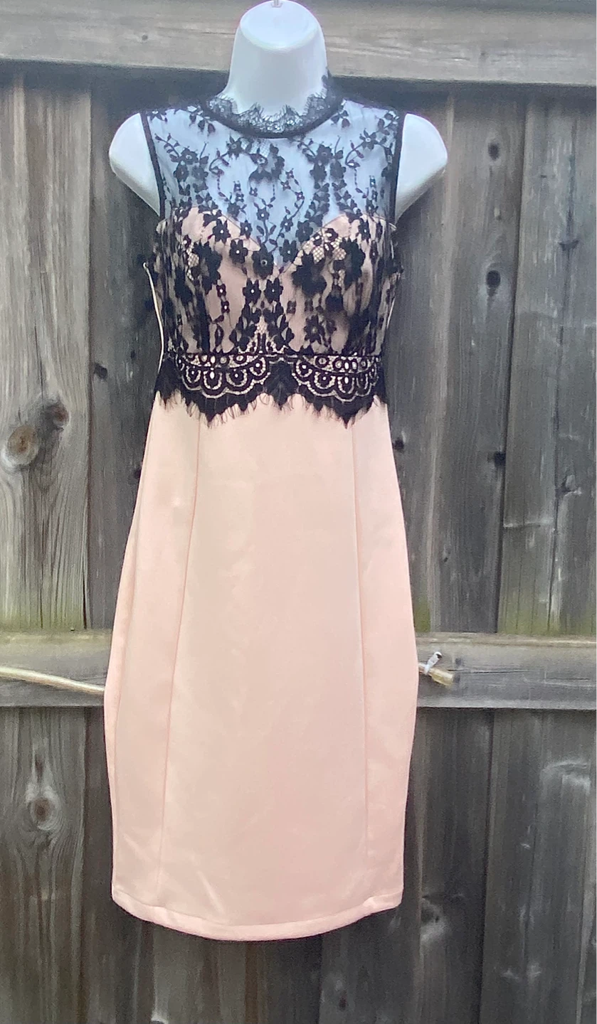 Mustard Seed Pink and Black Lace Dress,  Size S