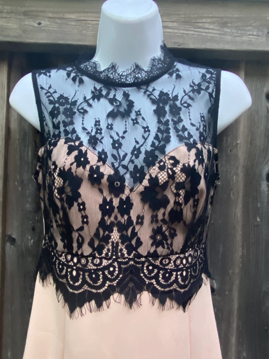 Mustard Seed Pink and Black Lace Dress,  Size S - photo 2