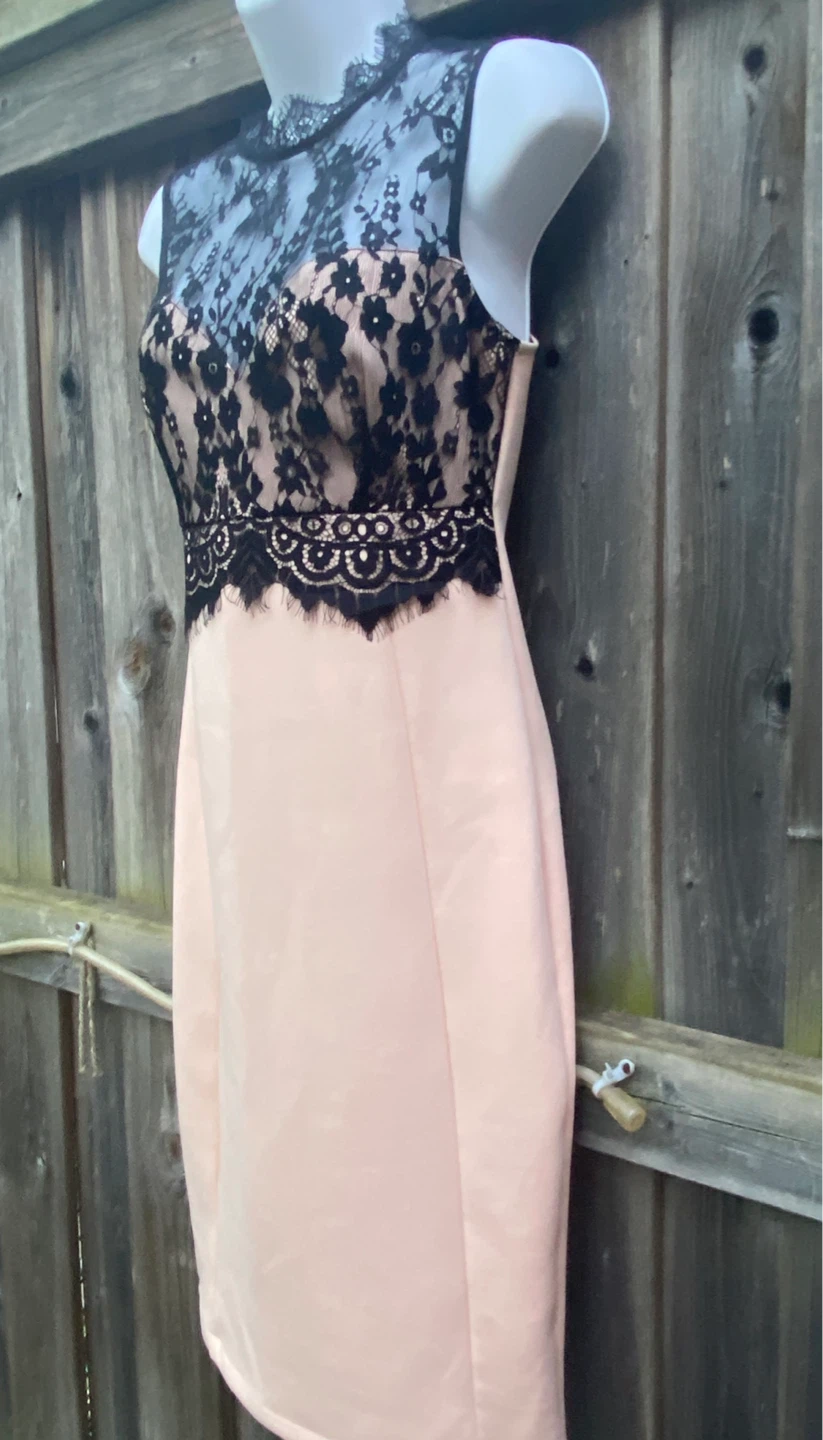 Mustard Seed Pink and Black Lace Dress,  Size S - photo 3