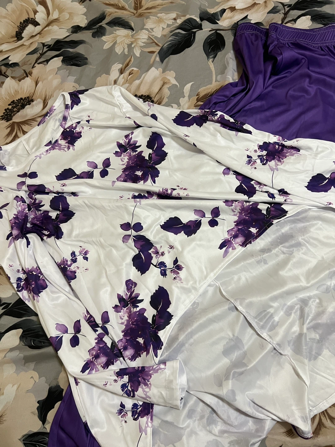 White and Purple Floral Maxi Dress