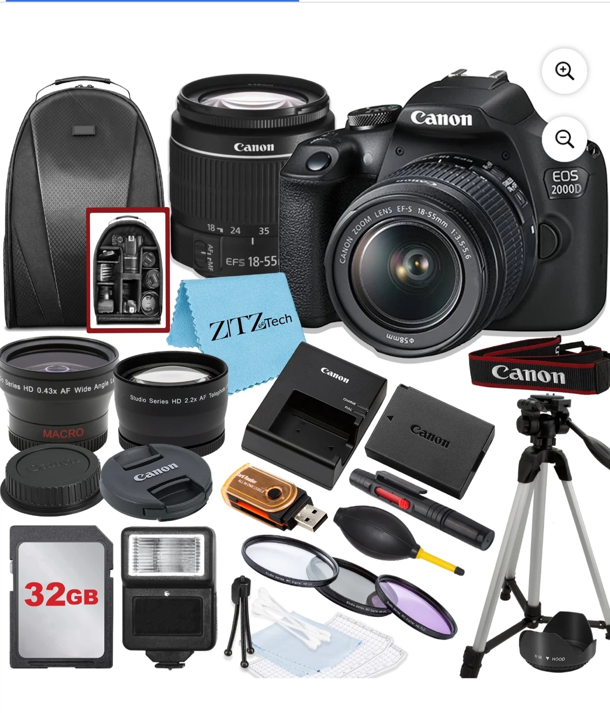 Canon EOS 2000D DSLR Camera Kit with 18-55mm Lens & Accessories