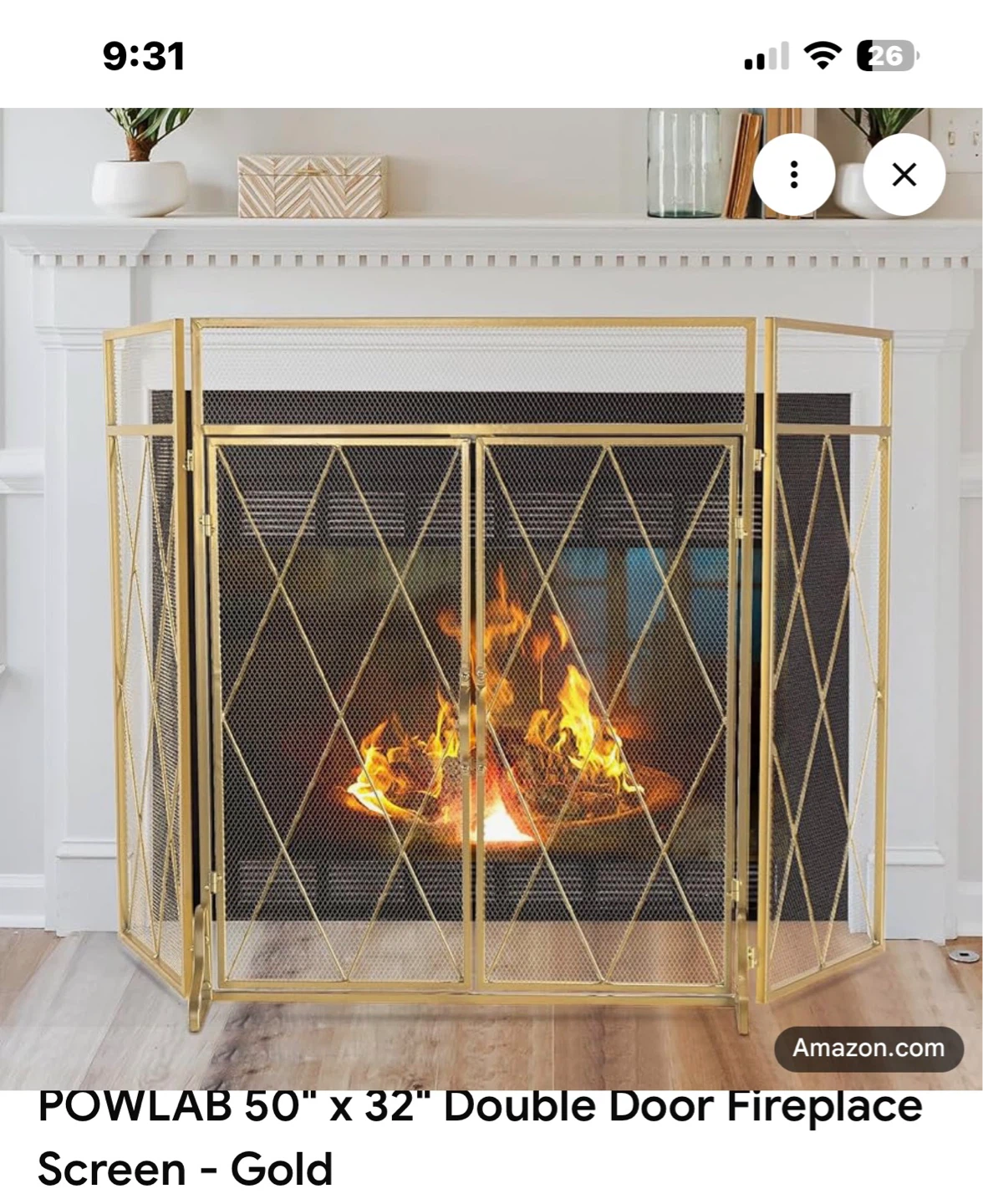 POWLAB Double Door Fireplace Screen - Gold