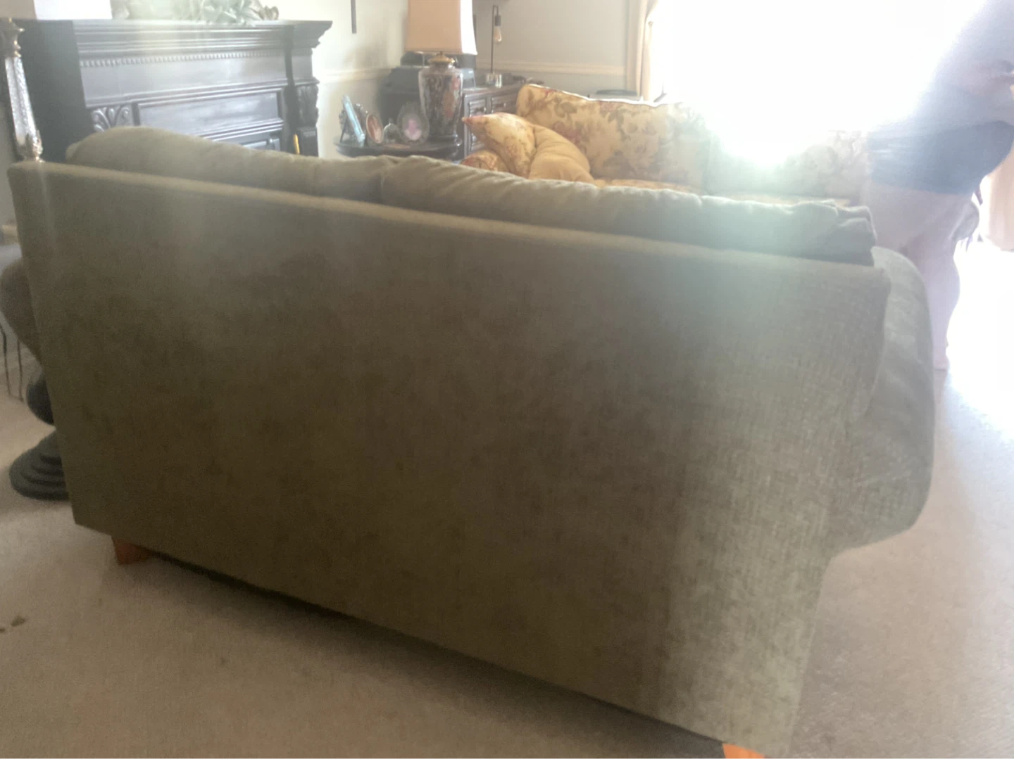 Olive Green Fabric Loveseat Sofa - photo 3