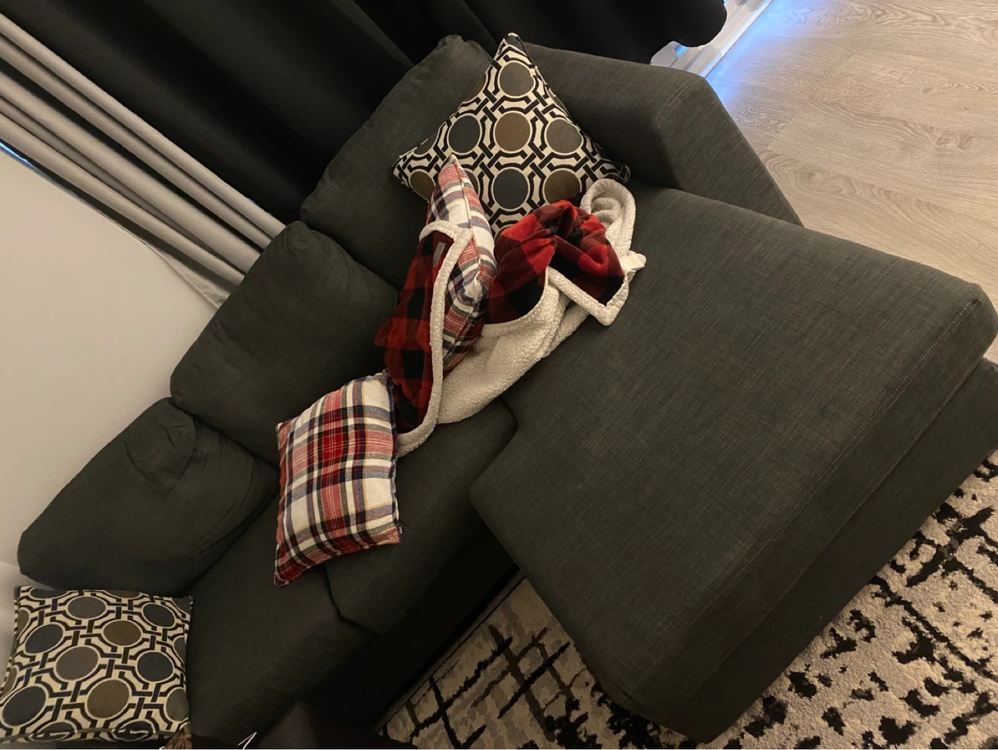 Dark Grey Sectional Sofa with Chaise