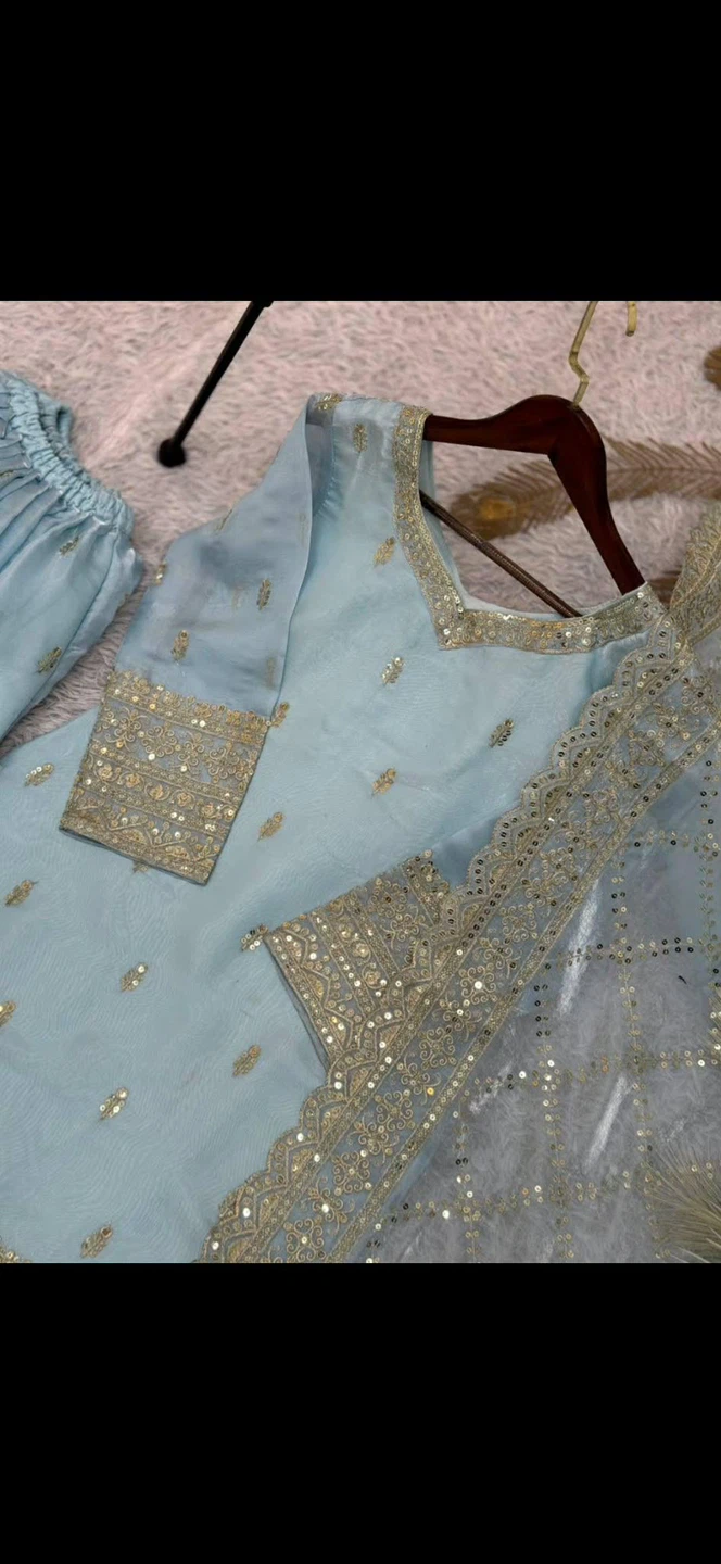Light Blue Embroidereand Sharara set