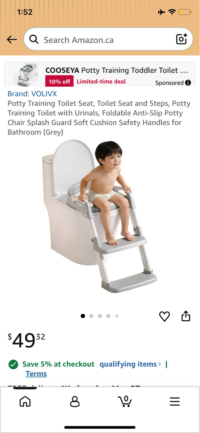 VOLIVX Potty Training Toilet Seat with Steps - Grey