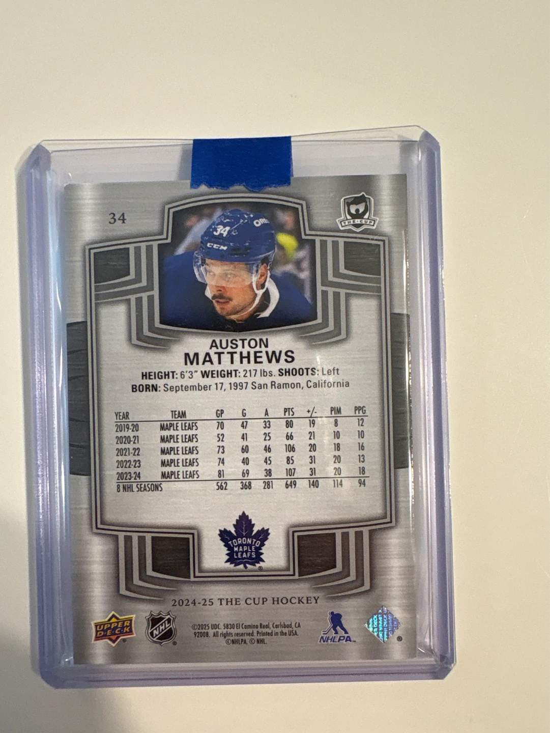 Auston Matthews 2024-25 Upper Deck NHL The Cup /249 #34 - photo 2