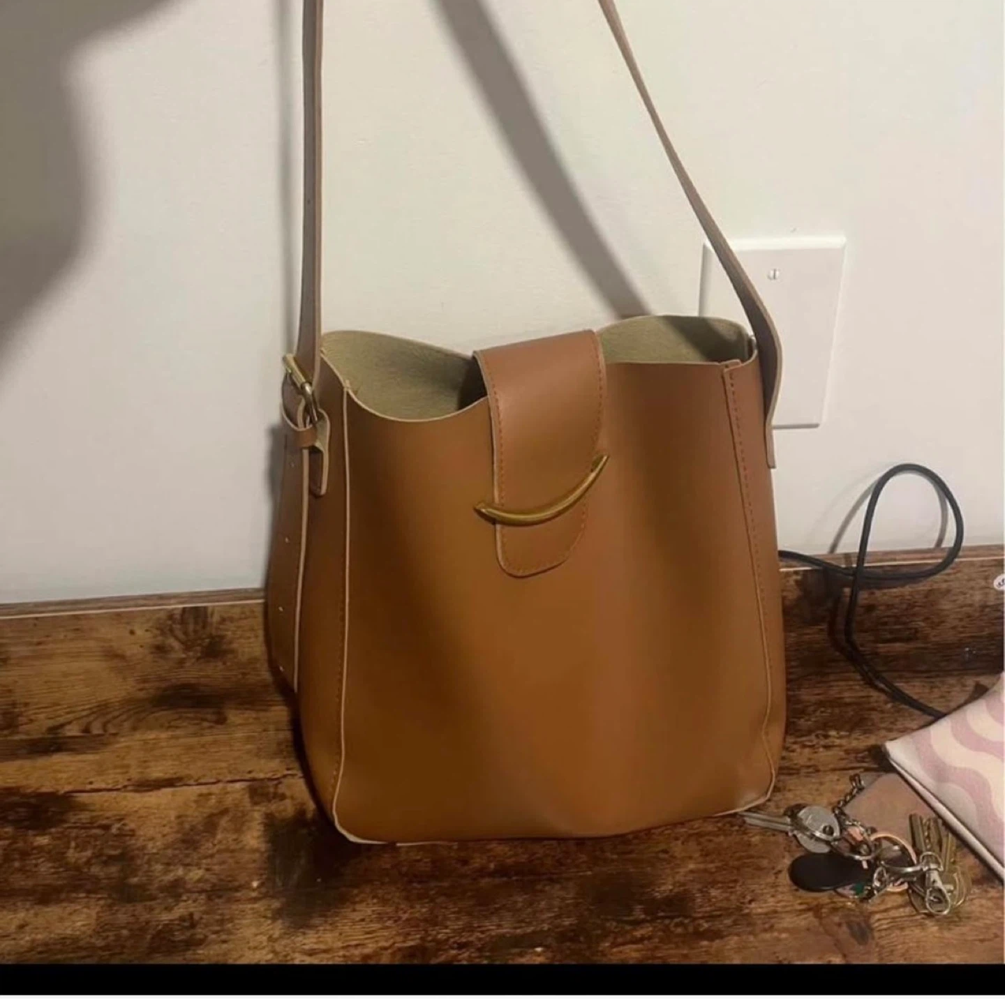 Brown Faux Leather Bucket Bag - photo 2