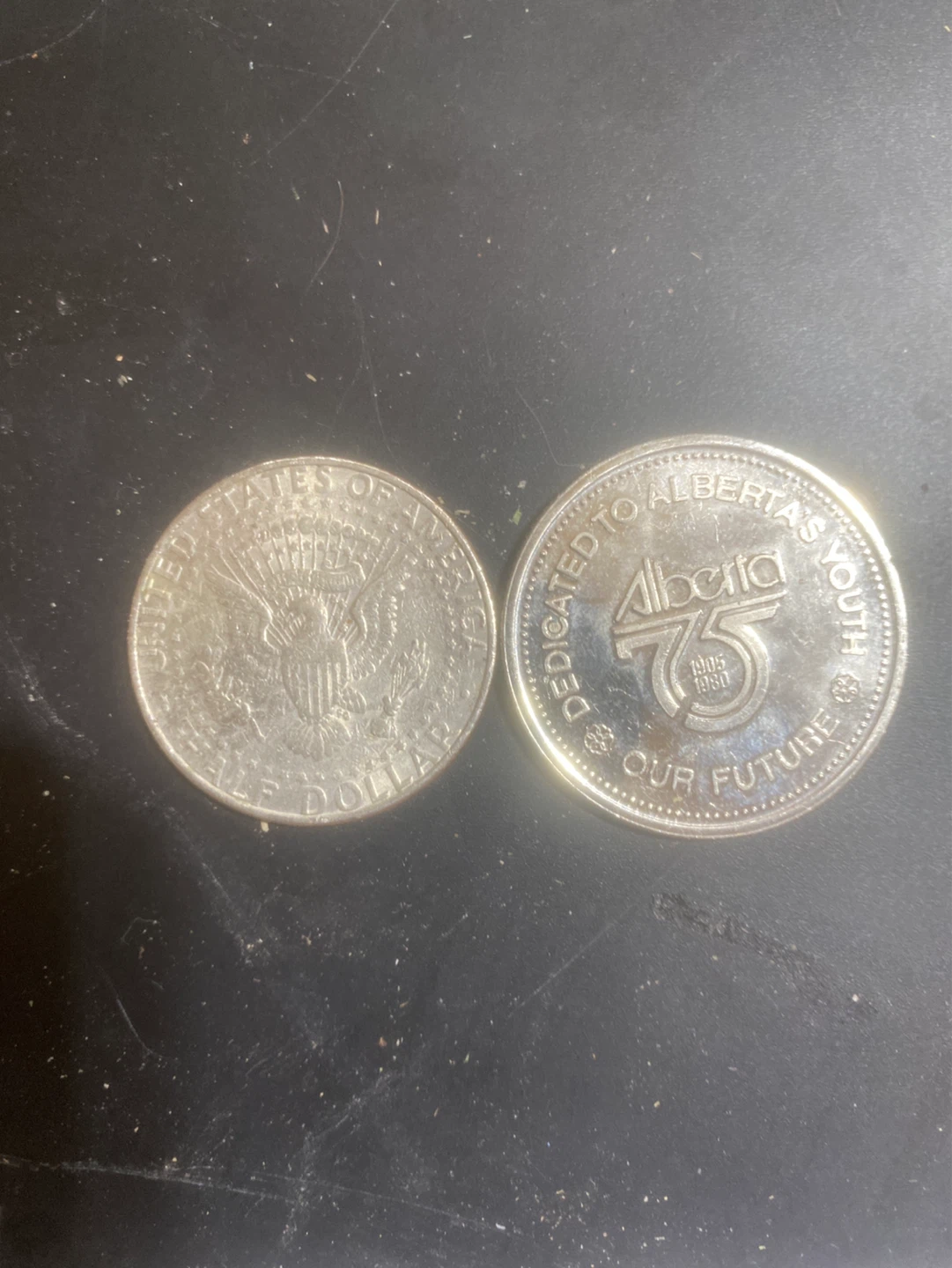 1996 US Kennedy Half Dollar & Alberta Youth Coin