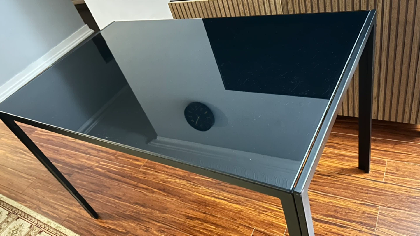 Black Glass Top Dining Table with Metal Frame - photo 4