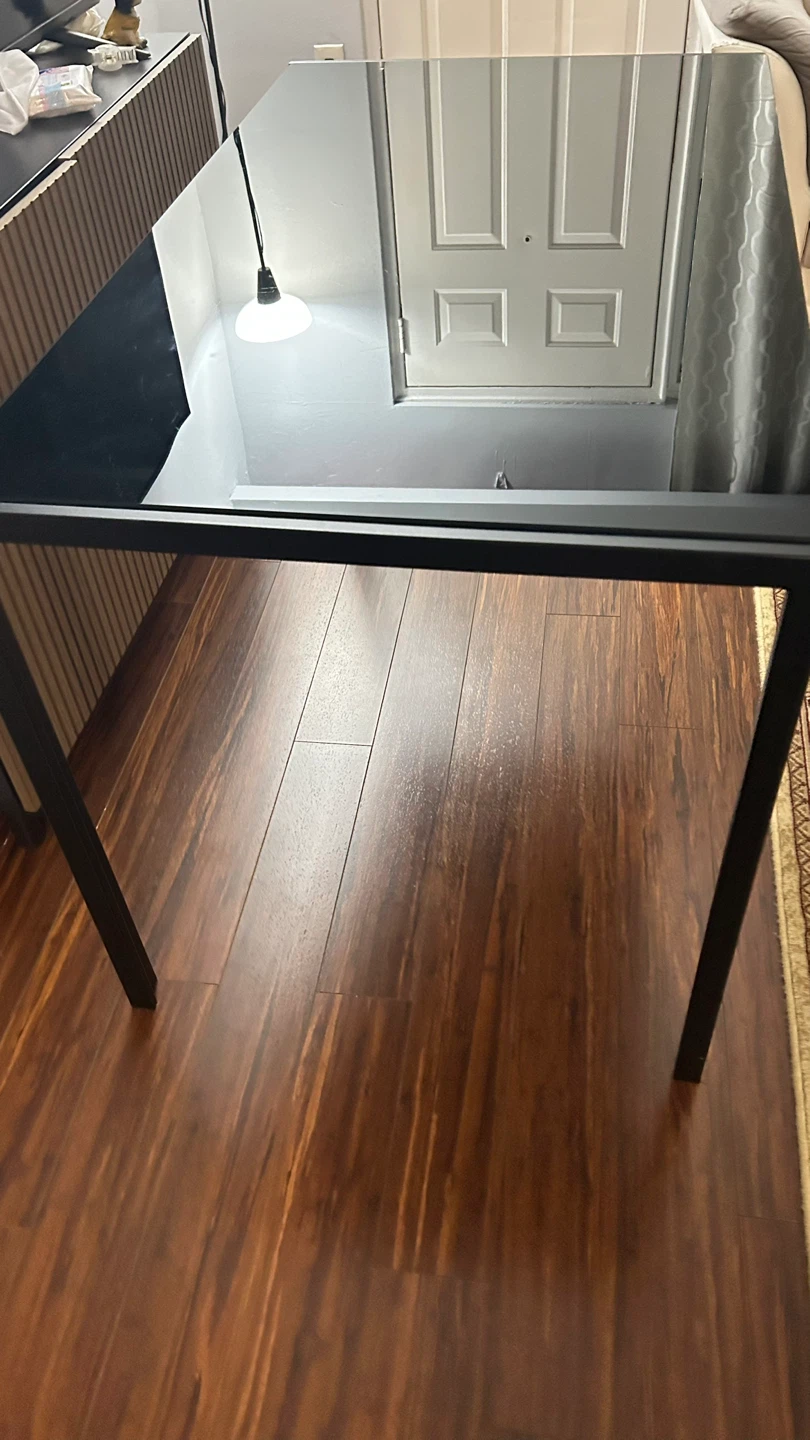 Black Glass Top Dining Table with Metal Frame - photo 5