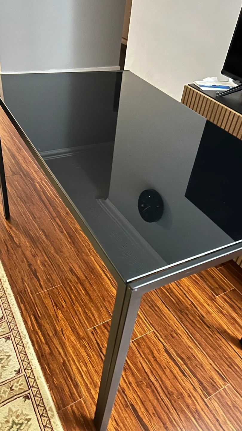 Black Glass Top Dining Table with Metal Frame - photo 3