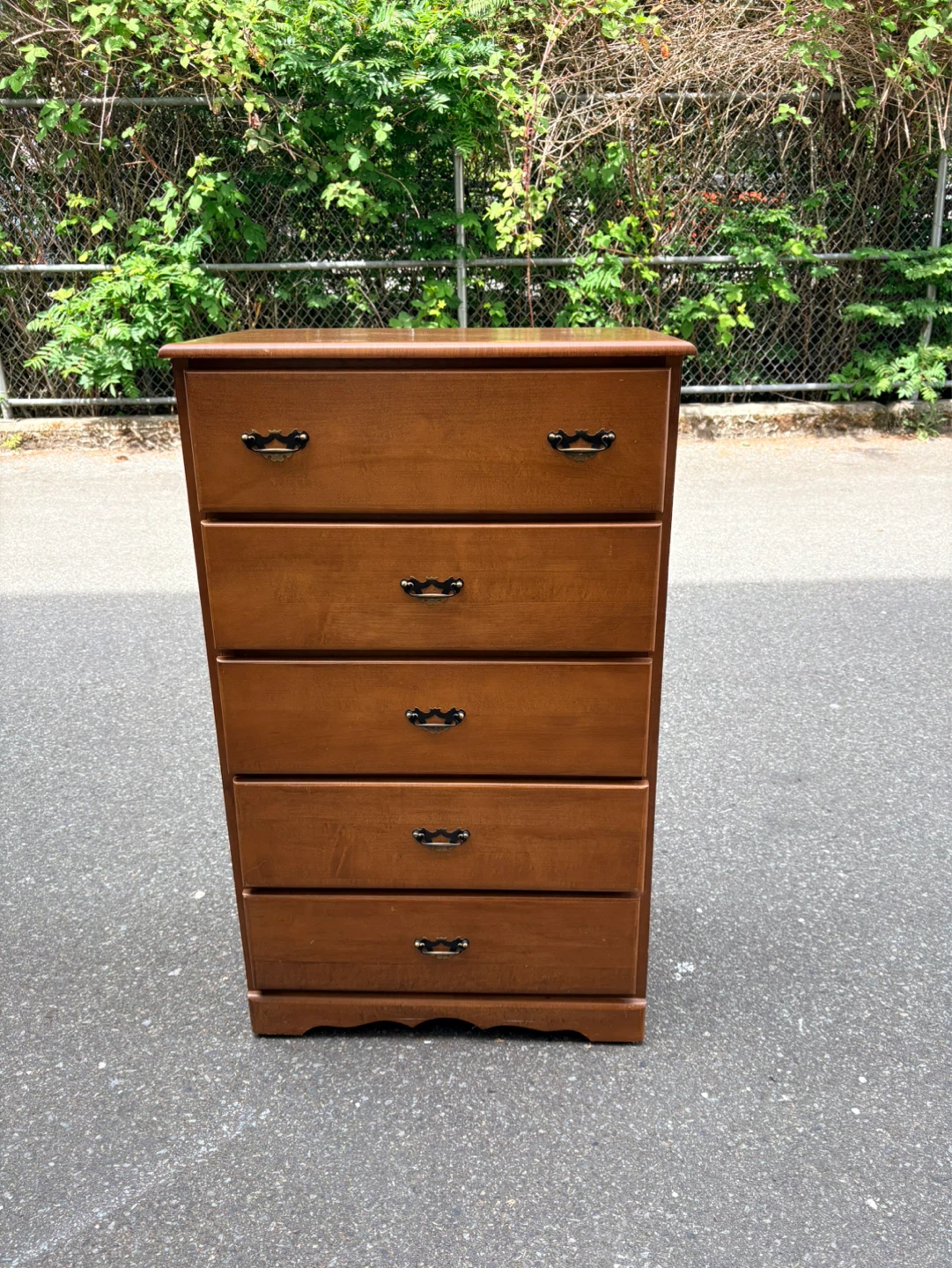 Tall Wooden Dresser with 5 Drawers