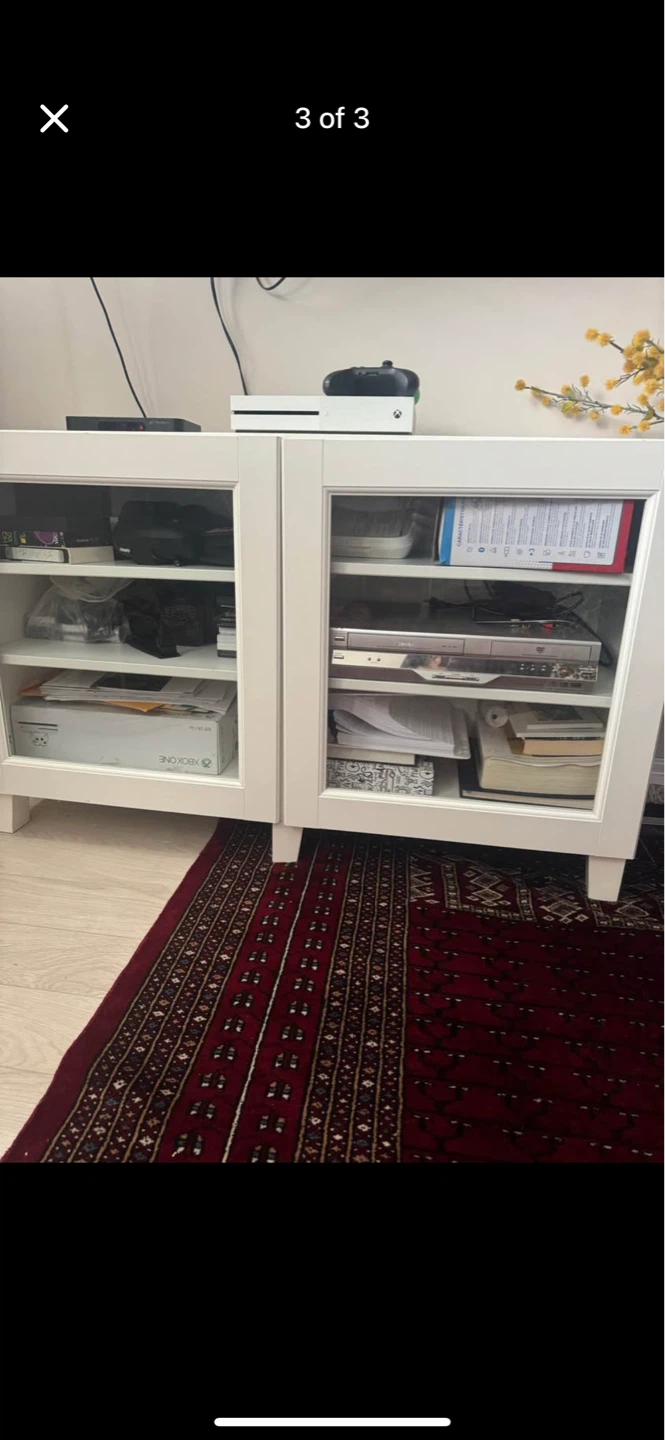 IKEA TV bench with glass