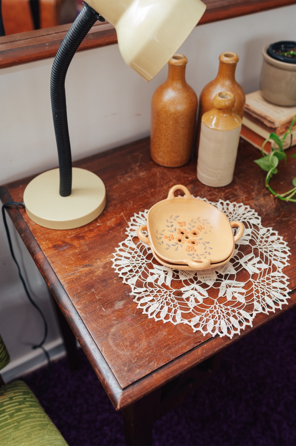 Vintage Hand-Painted Ceramic Berry Strainer Dishes — Pair - photo 3