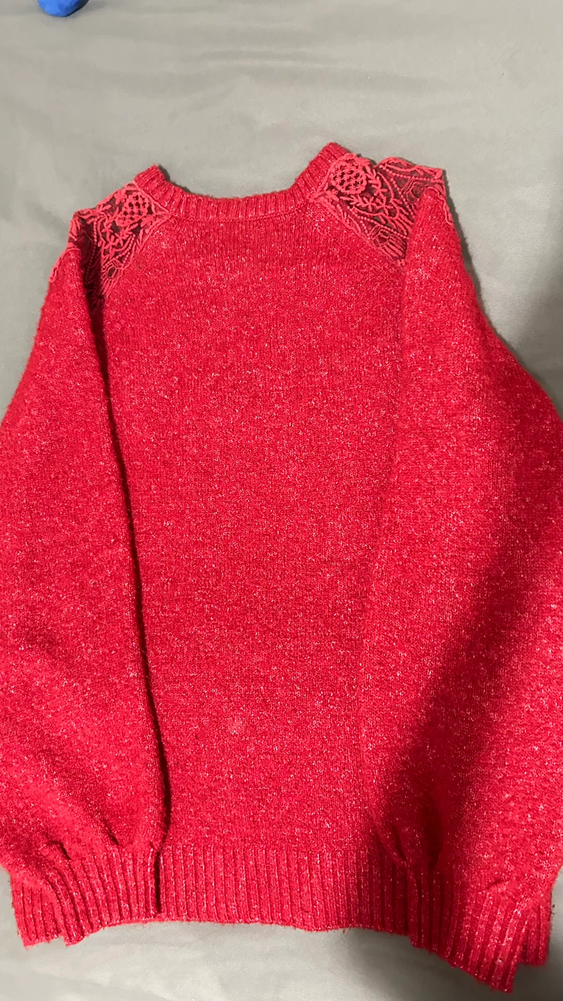 Red Sweater with Lace Detail - photo 4