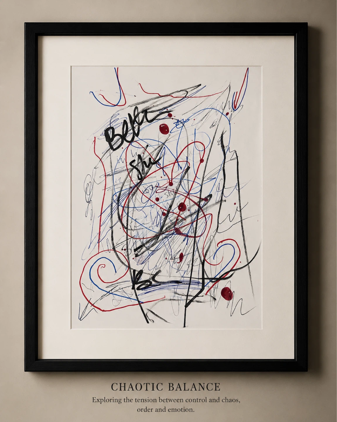 Framed Abstract Art Print "Chaotic Balance"