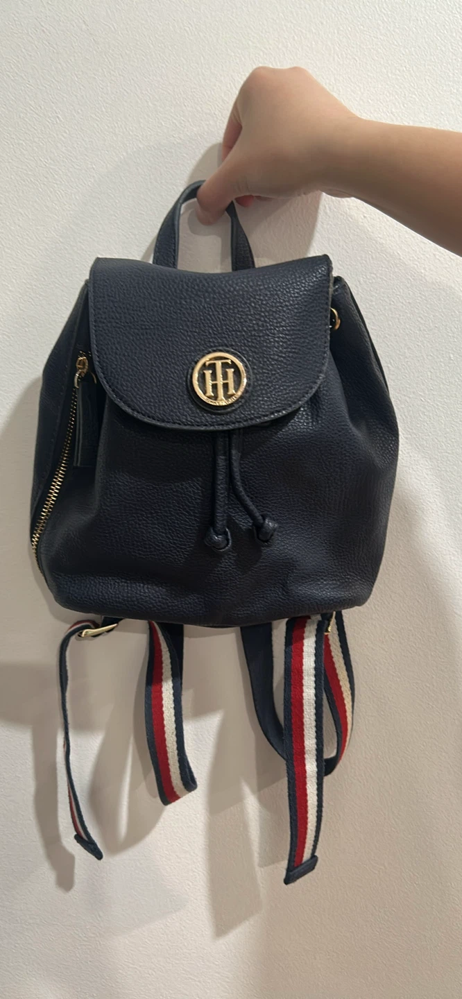 Tommy Hilfiger Navy Faux Leather Mini Backpack