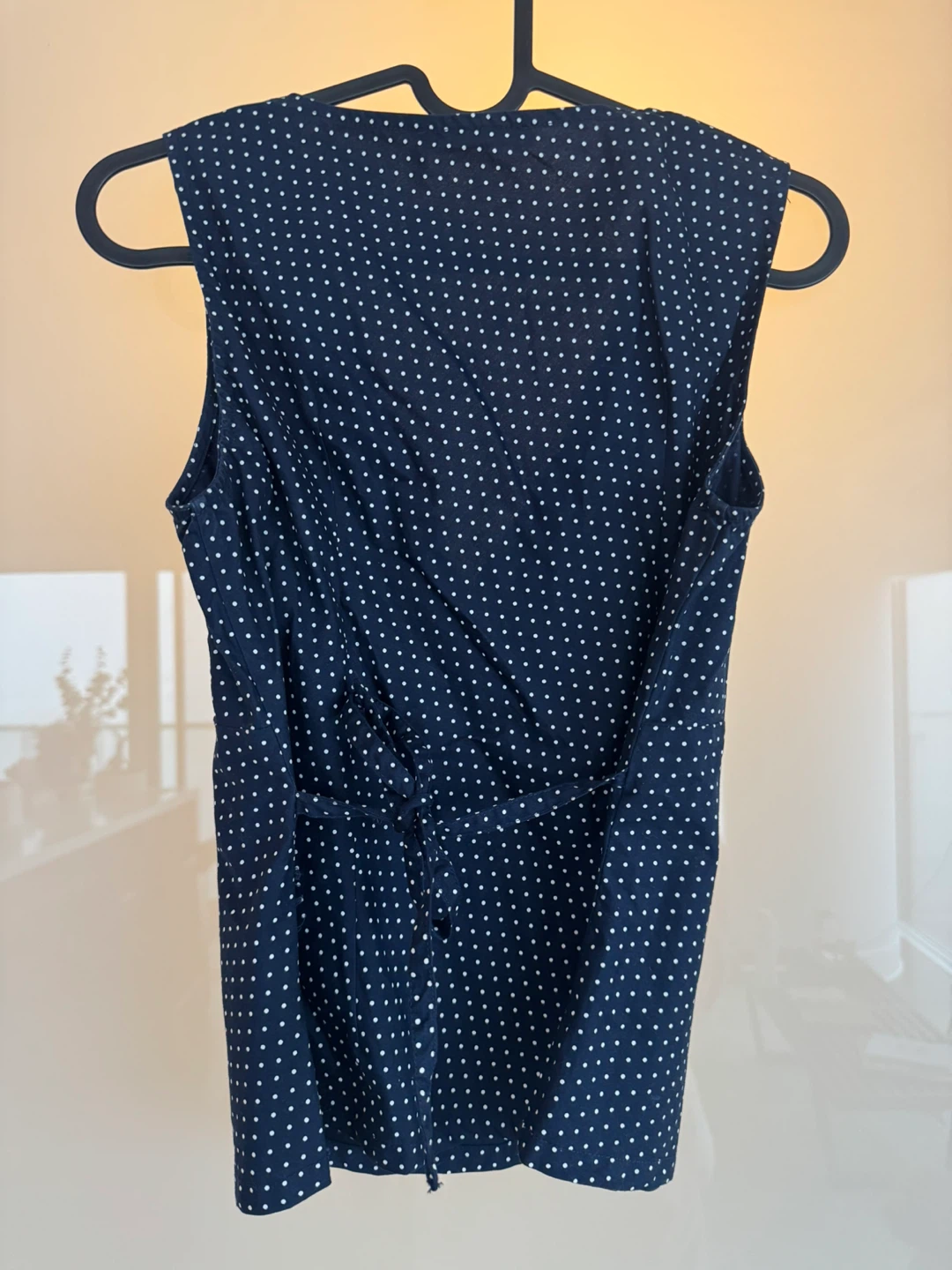 Brandy Melville Navy Polka Dot Sleeveless Wrap Top - photo 3