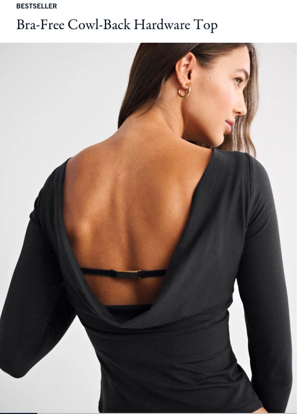 Black Bra-Free Cowl-Back Hardware Top