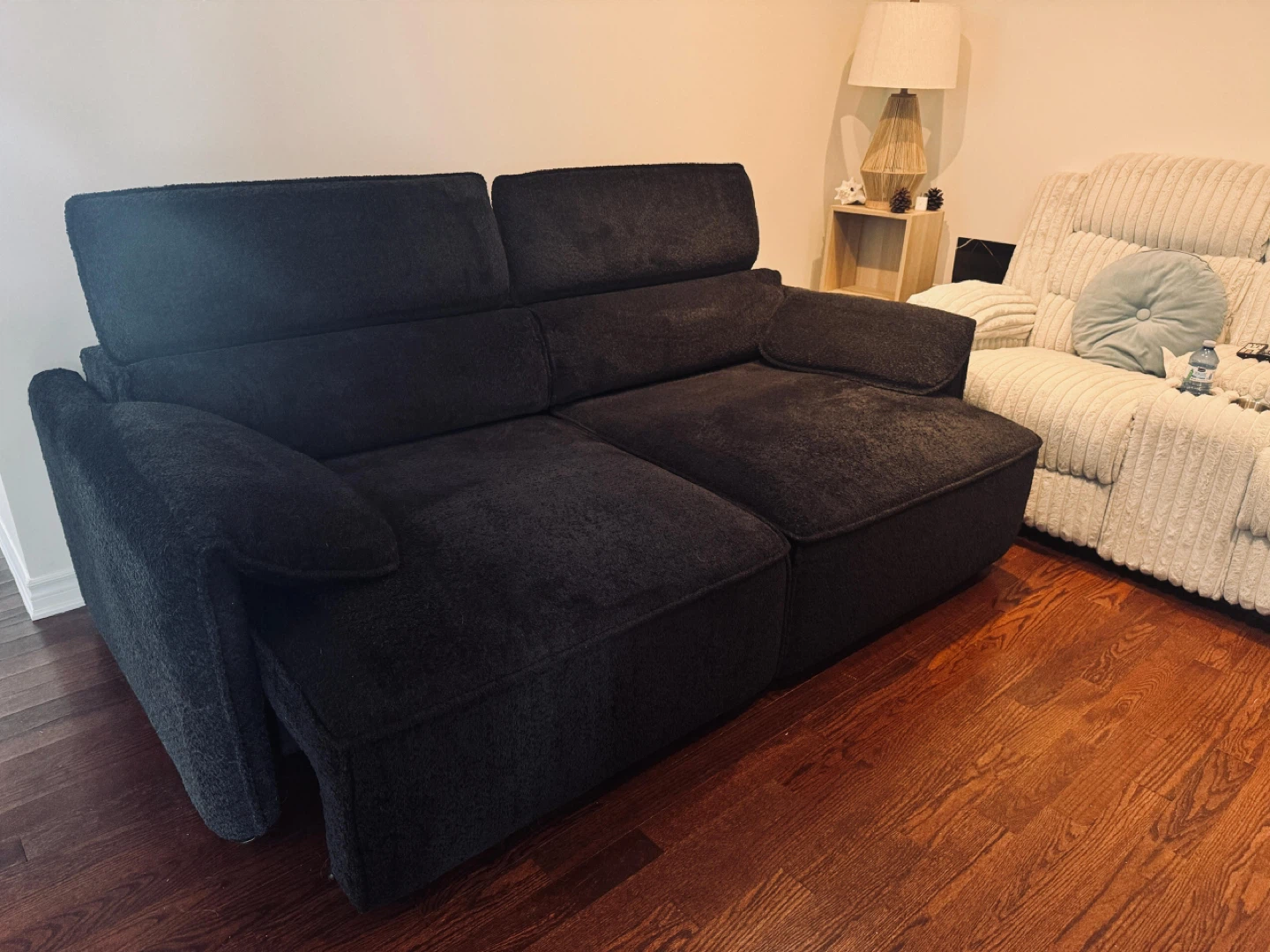 Dark Grey Fabric Loveseat Sofa - photo 3