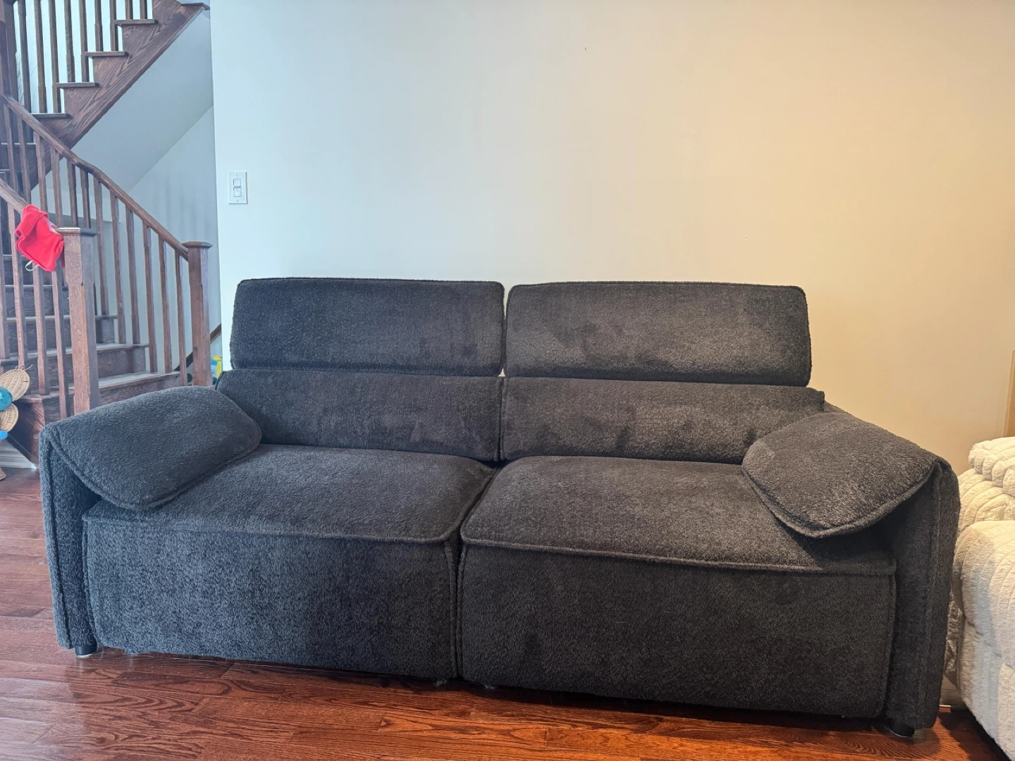 Dark Grey Fabric Loveseat Sofa - photo 4