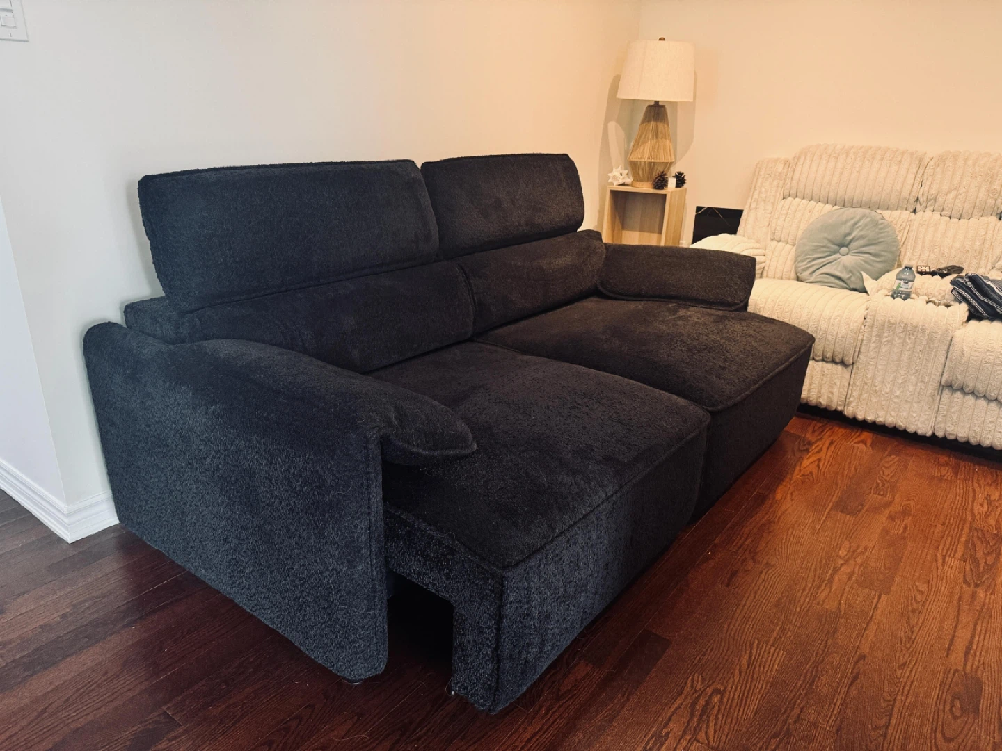 Dark Grey Fabric Loveseat Sofa