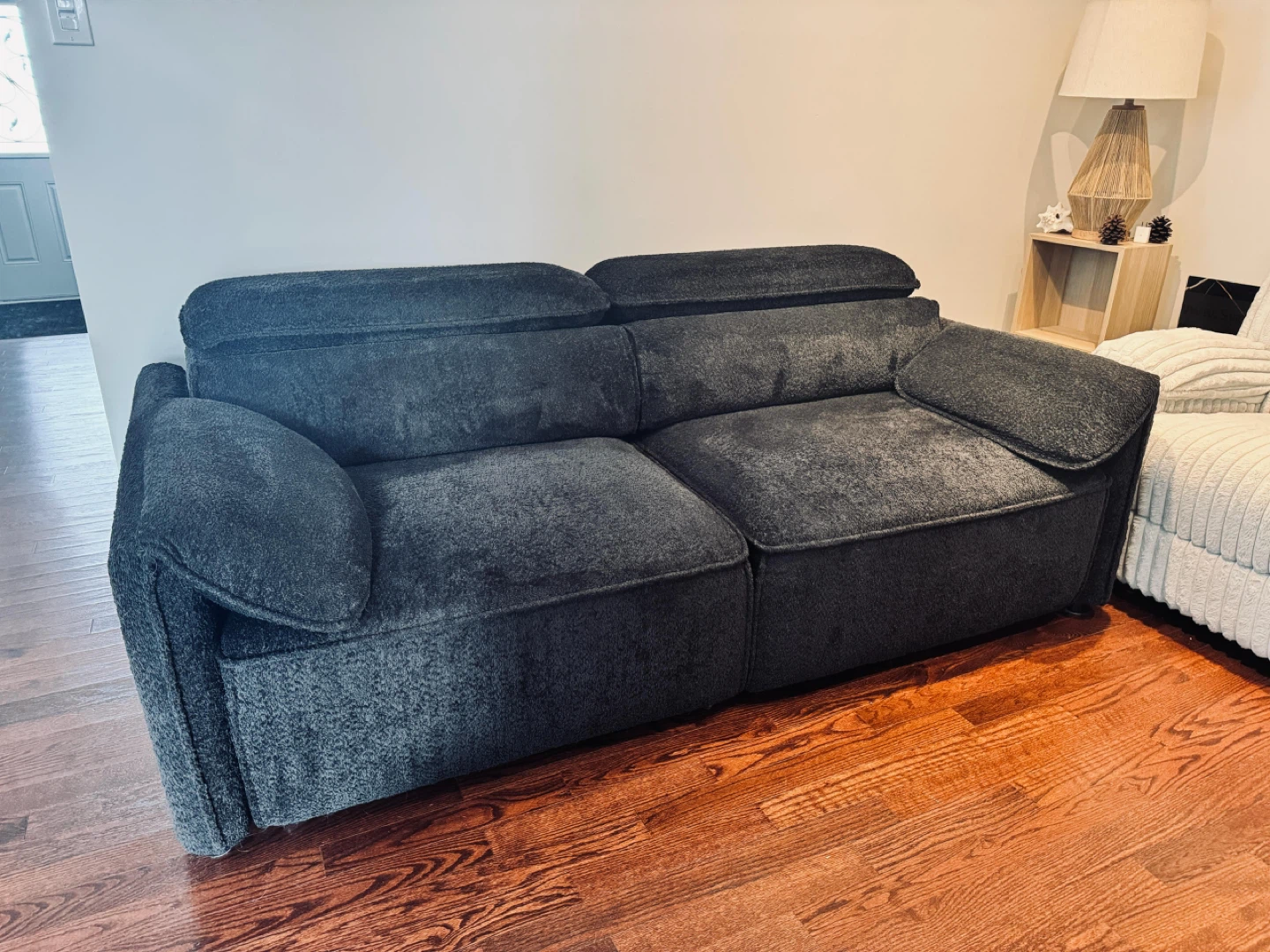 Dark Grey Fabric Loveseat Sofa - photo 5