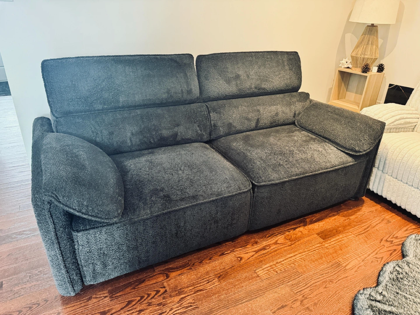 Dark Grey Fabric Loveseat Sofa - photo 2
