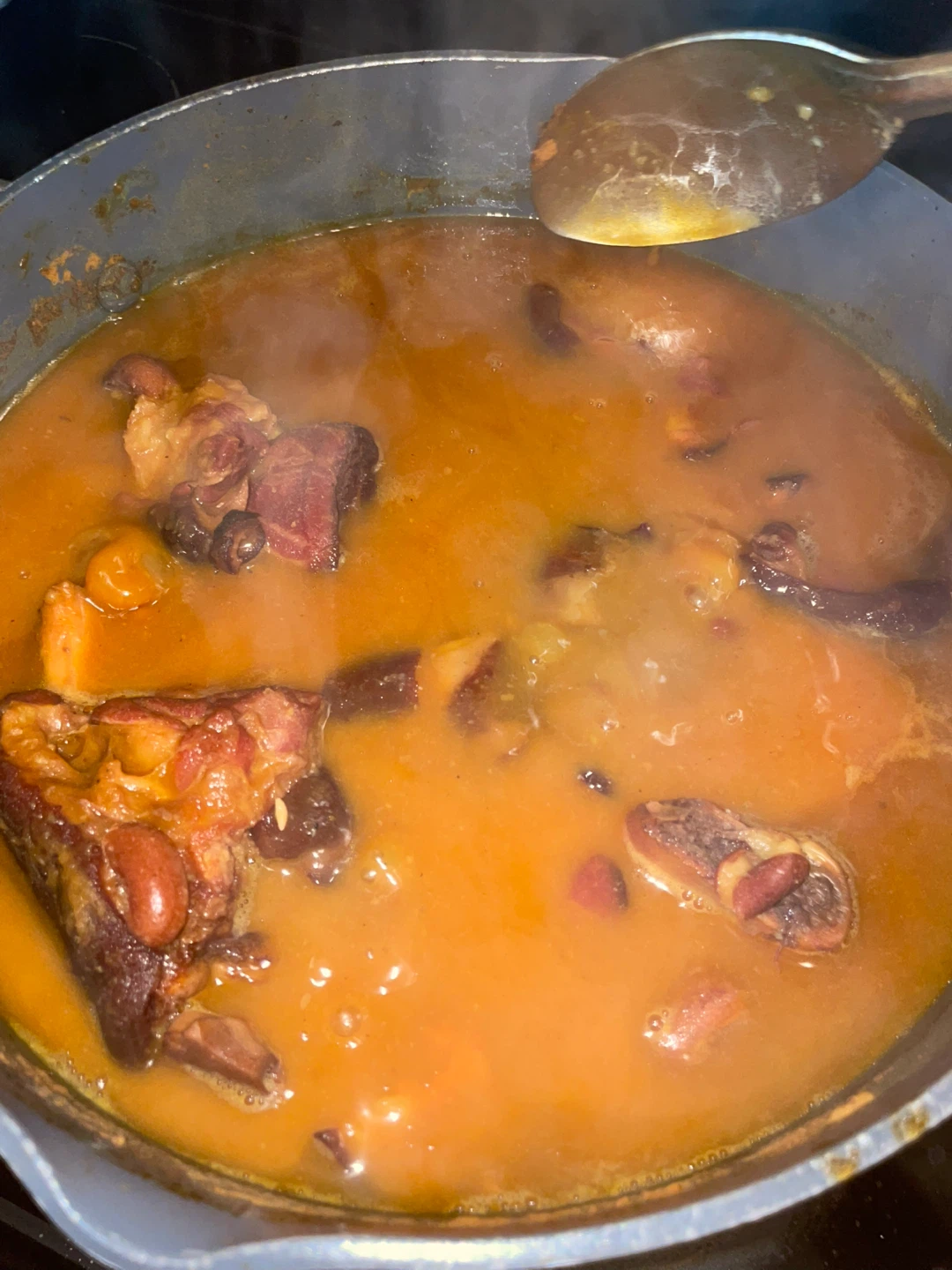 Eat a PLATE of Puerto Rican Smoked Ham Hocks and Beans Stew - photo 4