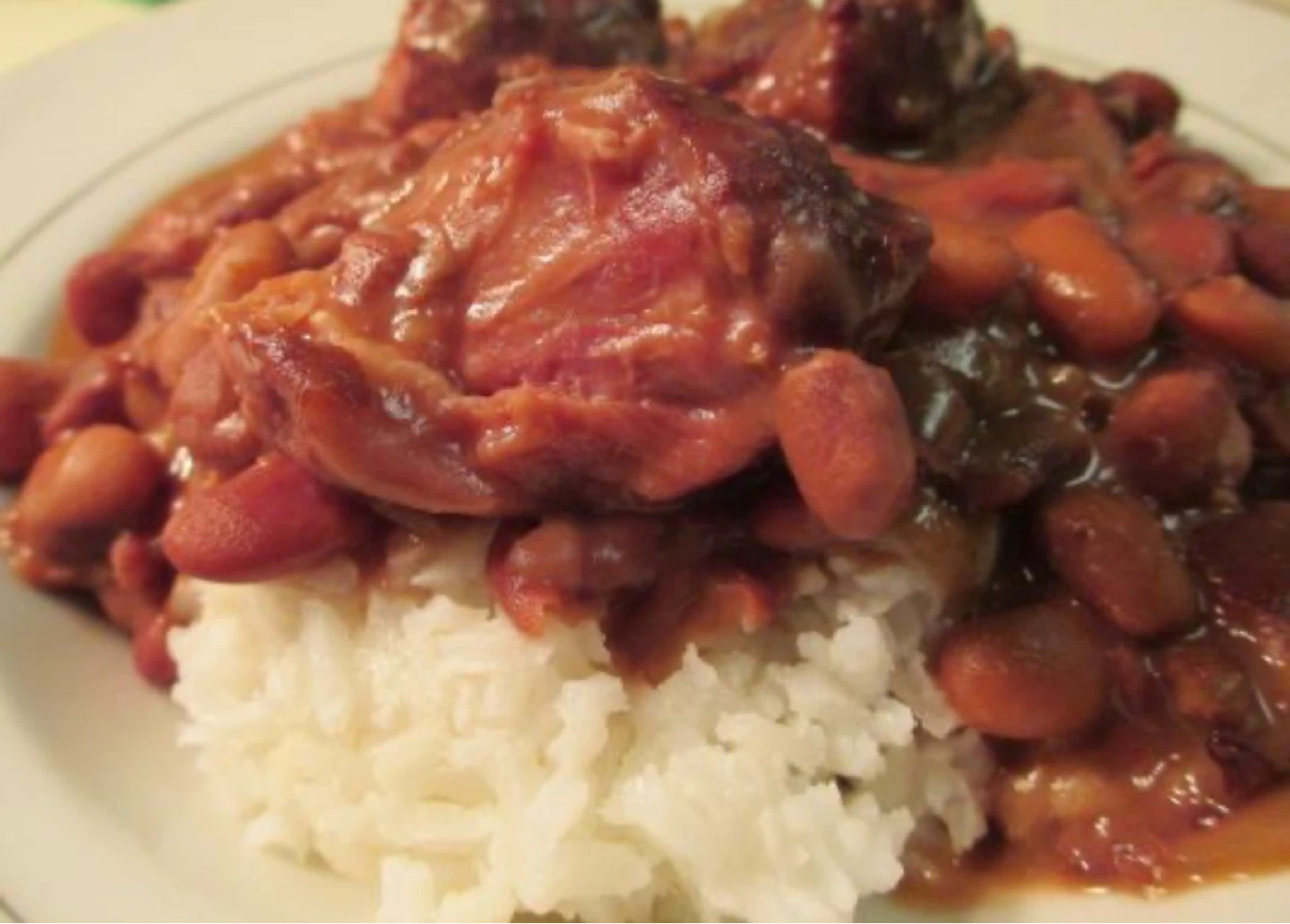 Eat a PLATE of Puerto Rican Smoked Ham Hocks and Beans Stew - photo 3