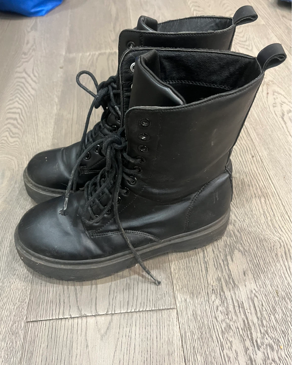 Black Lace-Up Combat Boots