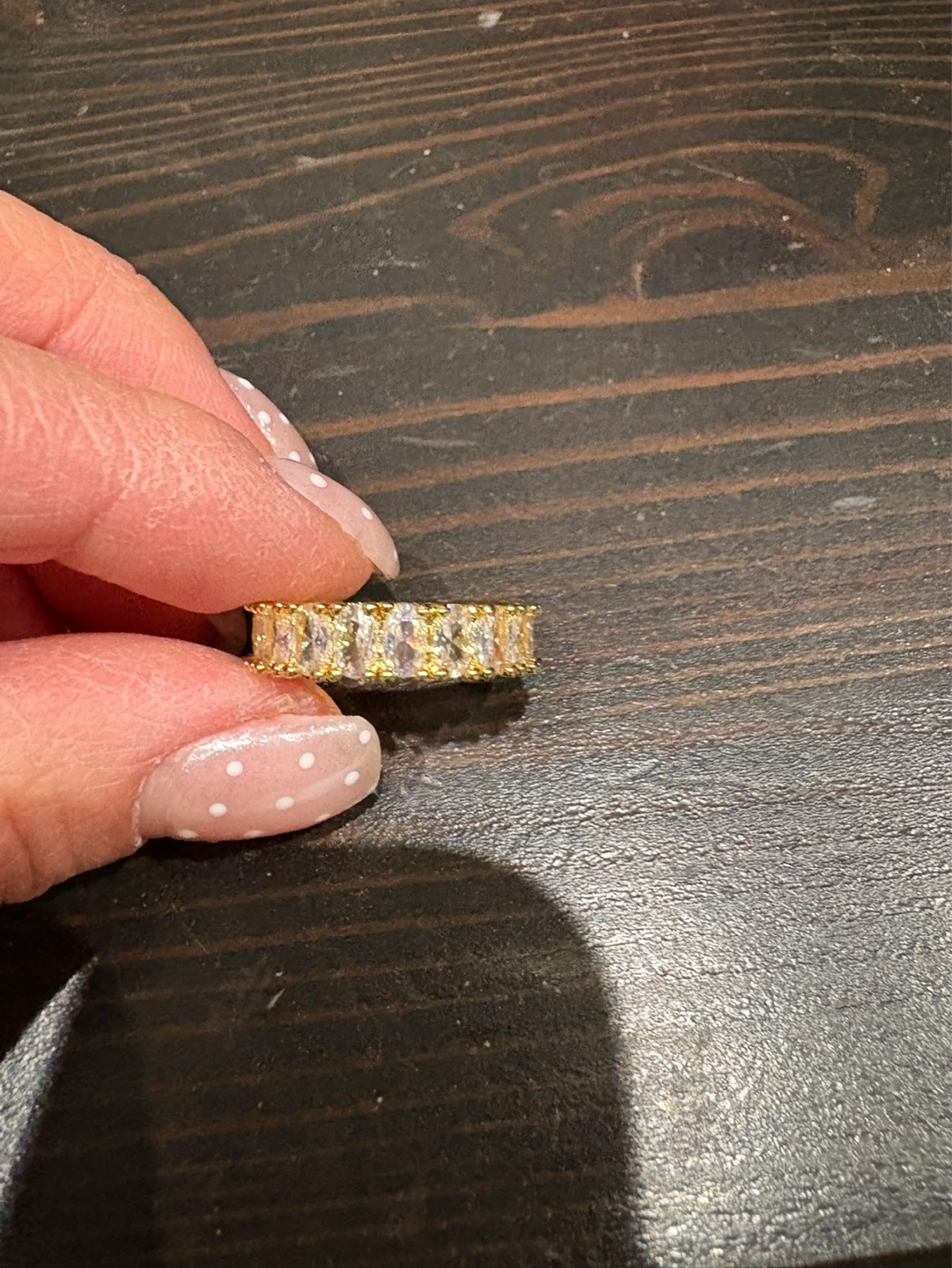 Gold-tone Ring with Clear Baguette Stones
