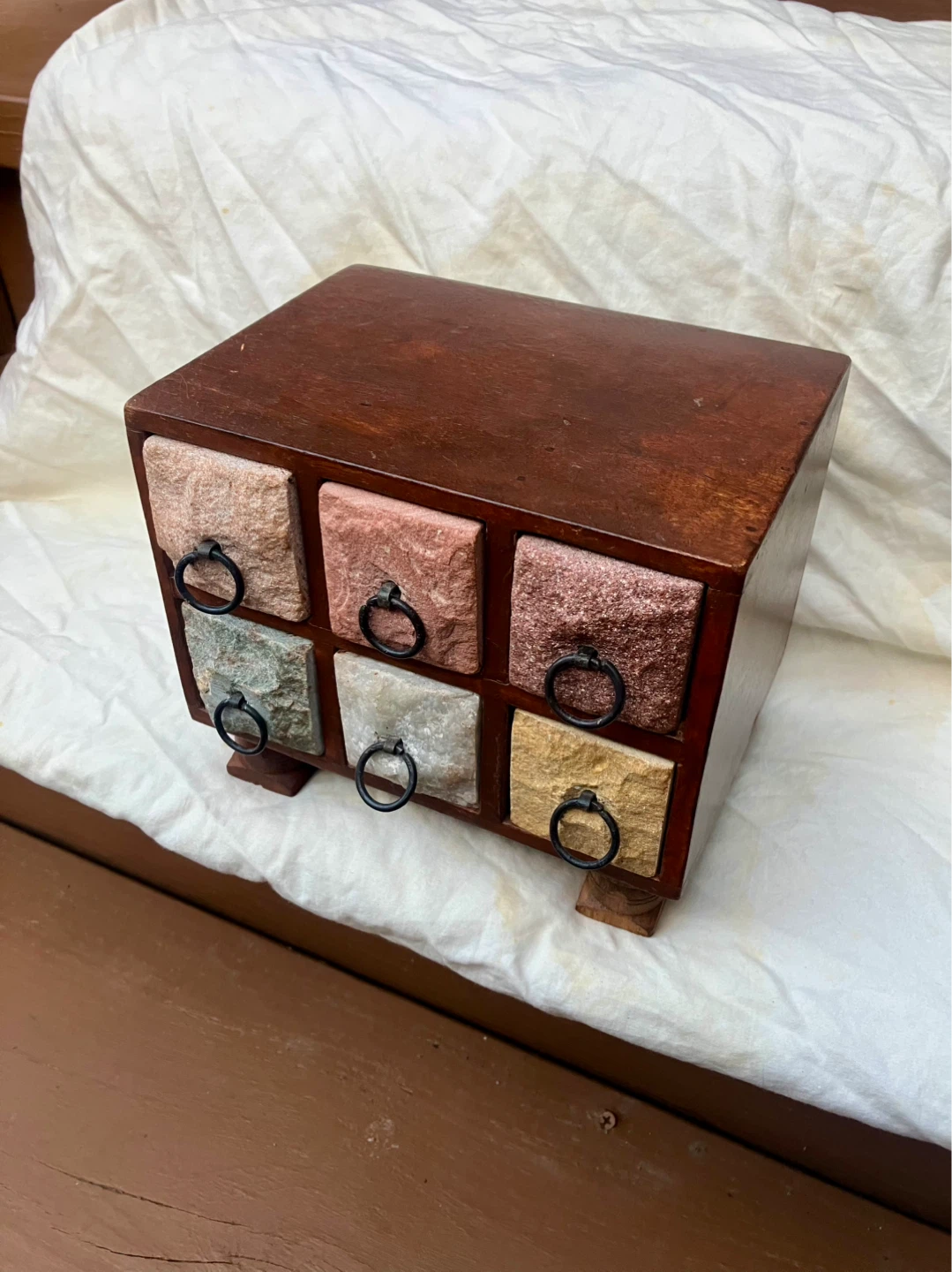 Vintage Stone Faced 6 Drawer Apothecary Chest - 7.5” x 6.5” x 6” - photo 2